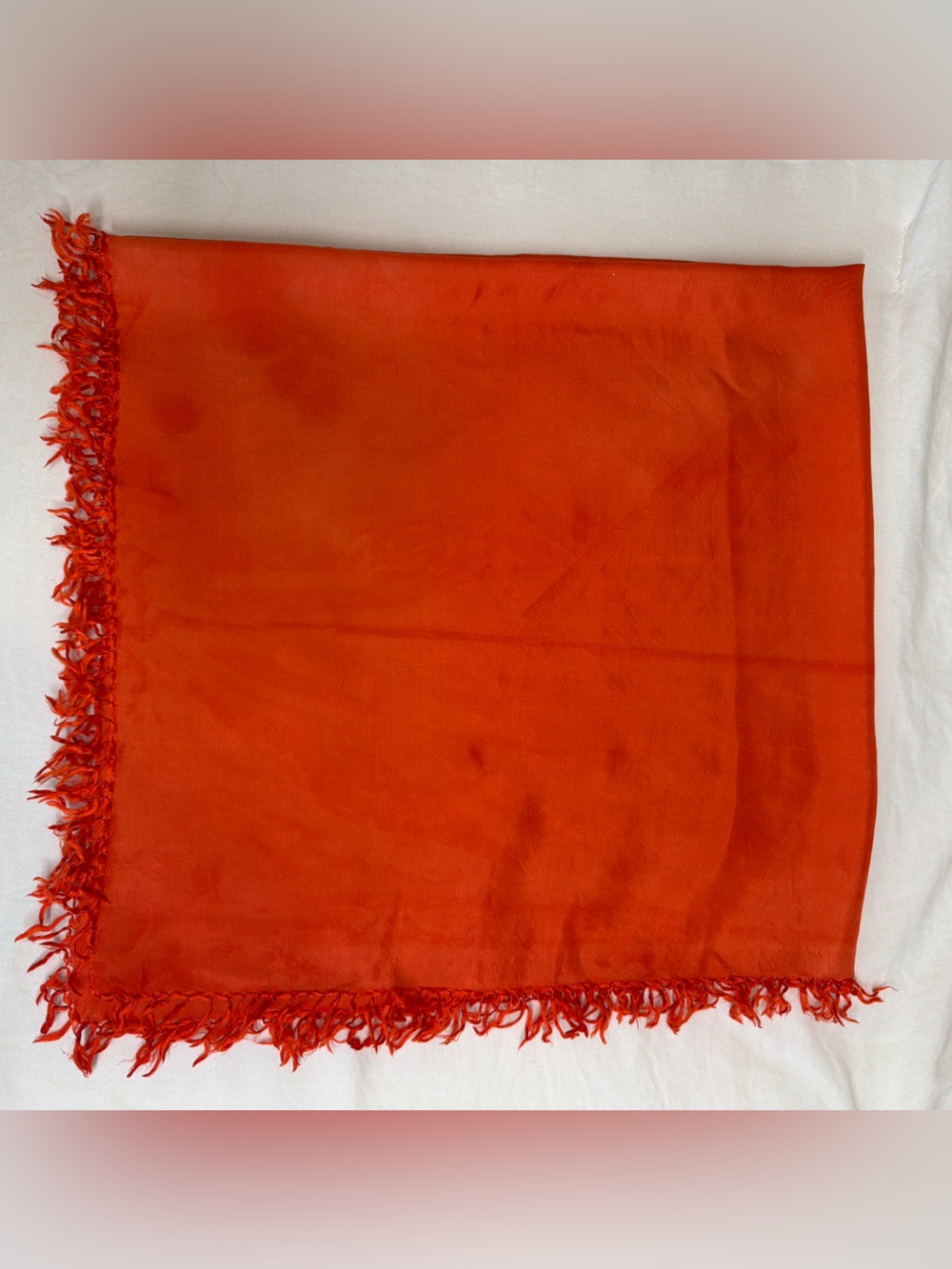 Vibrant Orange Fringed Scarf Wrap